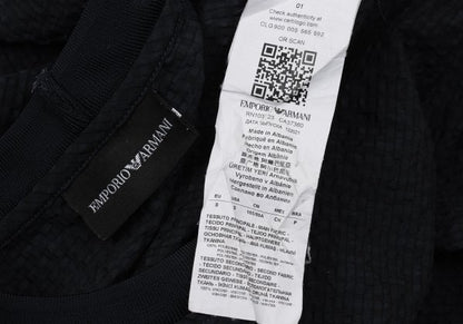 EMPORIO ARMANI Poly Seersucker Check T-Shirt Navy Size S