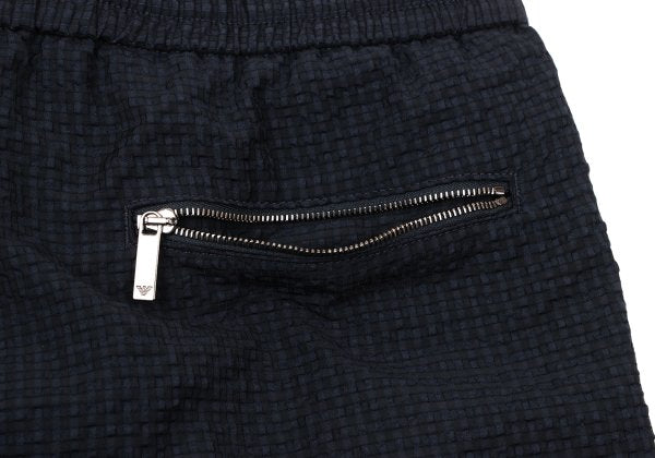 EMPORIO ARMANI Polyester Seersucker Shorts Navy Size 44