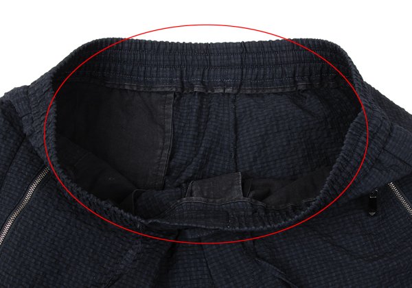 EMPORIO ARMANI Poly Seersucker Check Pants Navy Size S