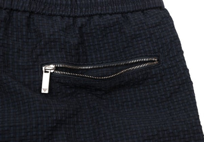 EMPORIO ARMANI Poly Seersucker Check Pants Navy Size S