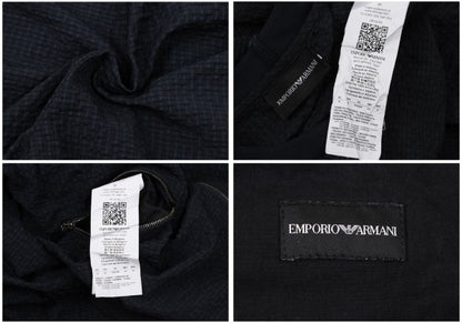 EMPORIO ARMANI Poly Seersucker Check Pants Navy Size S