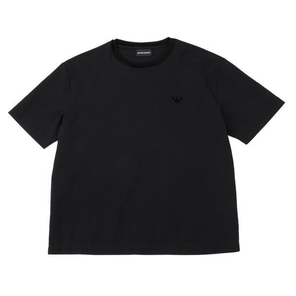 EMPORIO ARMANI Eagle Patch Seersucker T-Shirt Black Size S