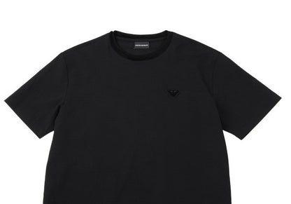 EMPORIO ARMANI Eagle Patch Seersucker T-Shirt Black Size S