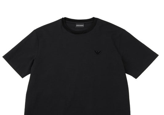 EMPORIO ARMANI Eagle Patch Seersucker T-Shirt Black Size S