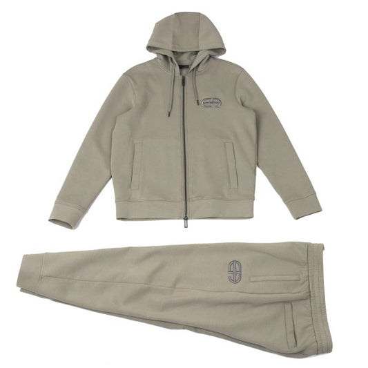 EMPORIO ARMANI Cotton Poly Logo Track Hoodie Gray Size XS