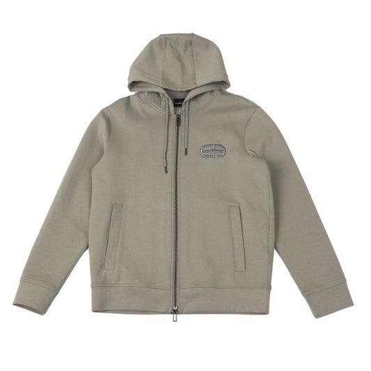 EMPORIO ARMANI Cotton Poly Logo Track Hoodie Gray Size XS