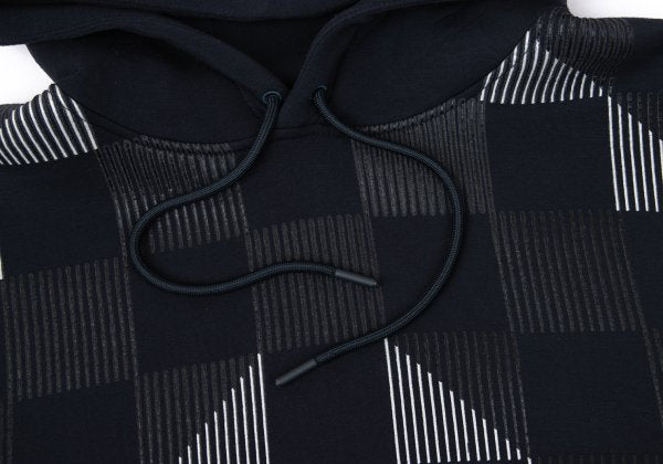 EMPORIO ARMANI Line Check Print Pullover Hoodie Navy Size S