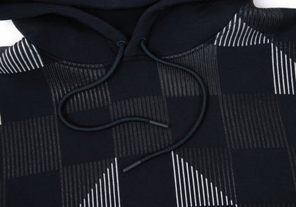 EMPORIO ARMANI Line Check Print Pullover Hoodie Navy Size S