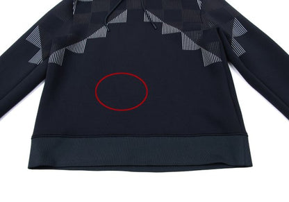 EMPORIO ARMANI Line Check Print Pullover Hoodie Navy Size S