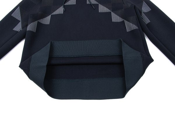 EMPORIO ARMANI Line Check Print Pullover Hoodie Navy Size S