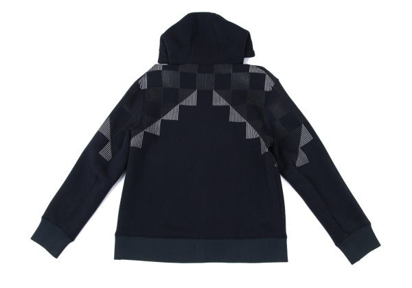 EMPORIO ARMANI Line Check Print Pullover Hoodie Navy Size S