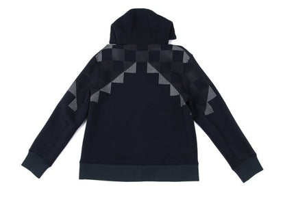EMPORIO ARMANI Line Check Print Pullover Hoodie Navy Size S