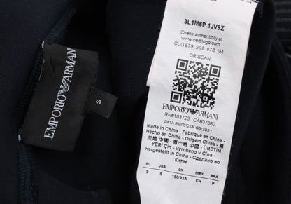 EMPORIO ARMANI Line Check Print Pullover Hoodie Navy Size S