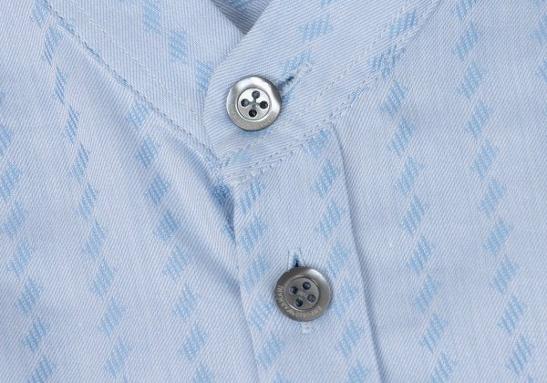 EMPORIO ARMANI Cotton Jacquard Band Collar Shirt Blue Size S