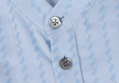 EMPORIO ARMANI Cotton Jacquard Band Collar Shirt Blue Size S