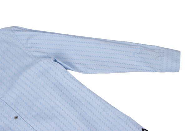 EMPORIO ARMANI Cotton Jacquard Band Collar Shirt Blue Size S