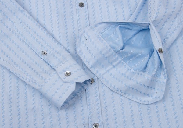 EMPORIO ARMANI Cotton Jacquard Band Collar Shirt Blue Size S