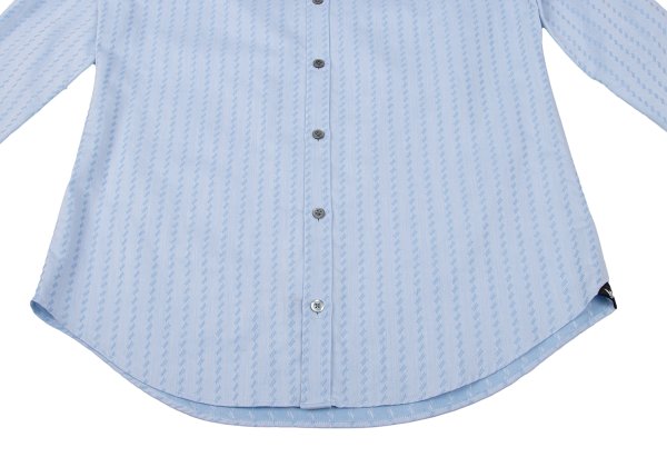 EMPORIO ARMANI Cotton Jacquard Band Collar Shirt Blue Size S