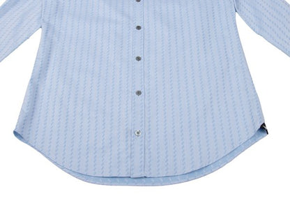 EMPORIO ARMANI Cotton Jacquard Band Collar Shirt Blue Size S
