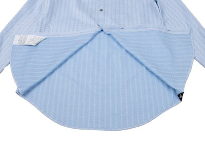 EMPORIO ARMANI Cotton Jacquard Band Collar Shirt Blue Size S