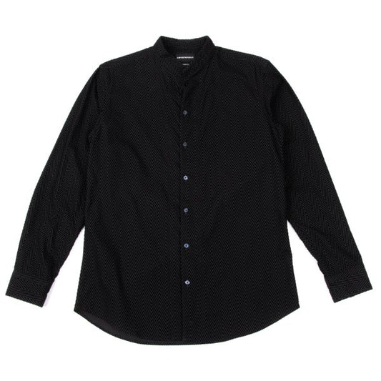EMPORIO ARMANI Geometric Flocked Band Shirt Black Size 38/15