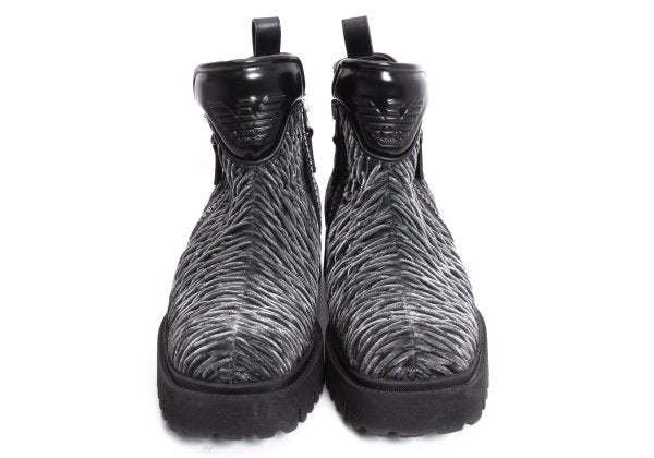 EMPORIO ARMANI 3D Velour Short Gray Black Boots Size 8 (28cm)