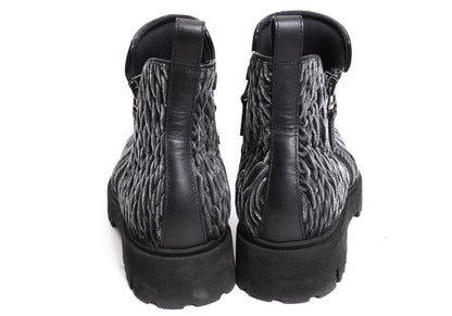 EMPORIO ARMANI 3D Velour Short Gray Black Boots Size 8 (28cm)