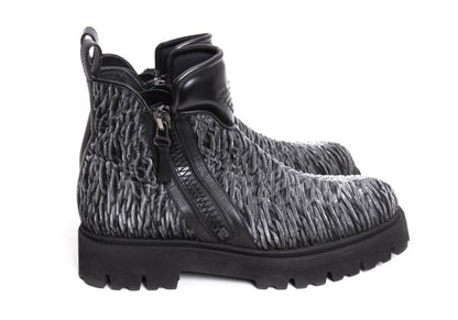 EMPORIO ARMANI 3D Velour Short Gray Black Boots Size 8 (28cm)