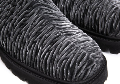 EMPORIO ARMANI 3D Velour Short Gray Black Boots Size 8 (28cm)