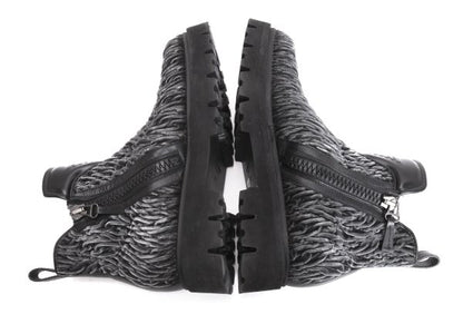 EMPORIO ARMANI 3D Velour Short Gray Black Boots Size 8 (28cm)
