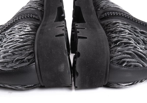 EMPORIO ARMANI 3D Velour Short Gray Black Boots Size 8 (28cm)