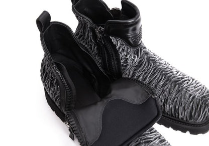 EMPORIO ARMANI 3D Velour Short Gray Black Boots Size 8 (28cm)