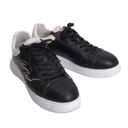 EMPORIO ARMANI Signature Print Black White Sneakers Size 42 (27cm)