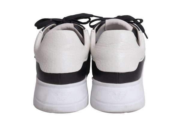 EMPORIO ARMANI Signature Print Black White Sneakers Size 42 (27cm)