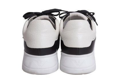EMPORIO ARMANI Signature Print Black White Sneakers Size 42 (27cm)