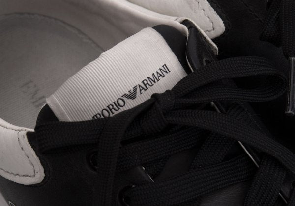 EMPORIO ARMANI Signature Print Black White Sneakers Size 42 (27cm)