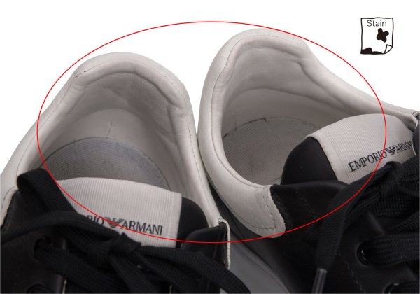 EMPORIO ARMANI Signature Print Black White Sneakers Size 42 (27cm)