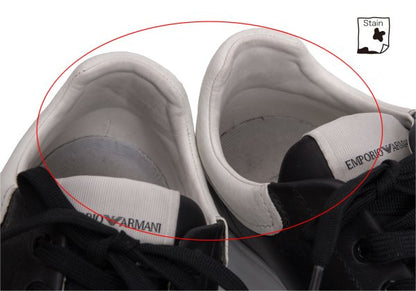 EMPORIO ARMANI Signature Print Black White Sneakers Size 42 (27cm)