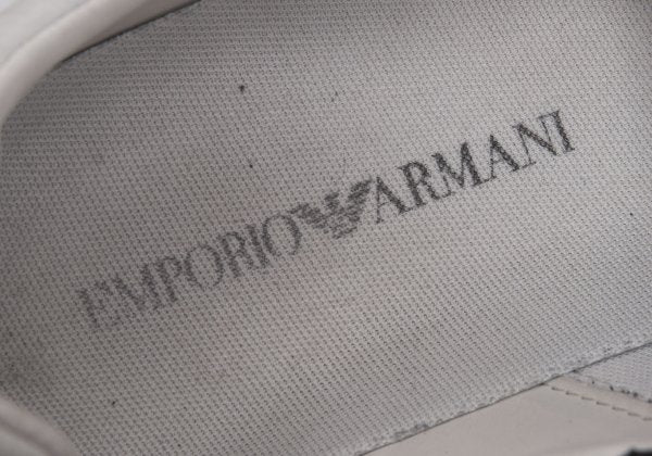 EMPORIO ARMANI Signature Print Black White Sneakers Size 42 (27cm)