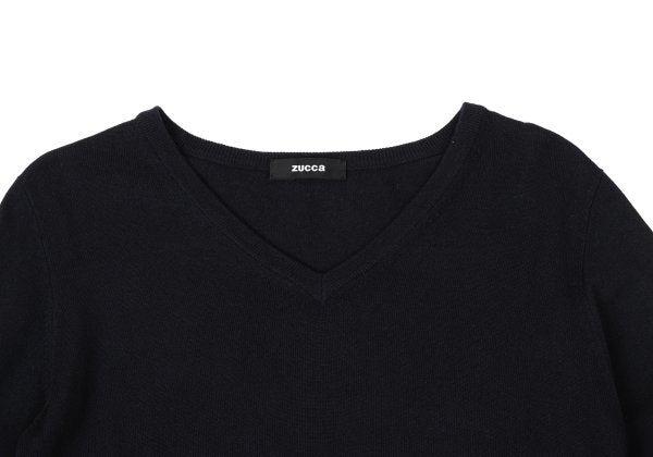 ZUCCA Cashmere Blend V-Neck Sweater Navy Size M