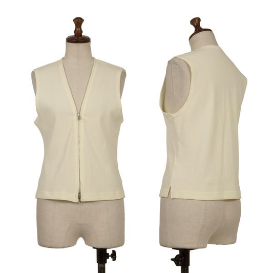 Y's Nylon Stretch Double Zip Vest Cream Size M