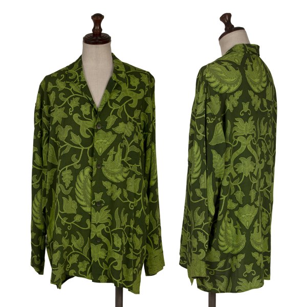 Yohji Yamamoto FEMME Rayon Botanical Shirt Green Size M