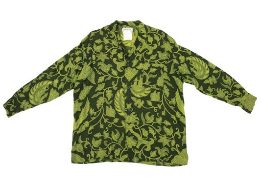 Yohji Yamamoto FEMME Rayon Botanical Shirt Green Size M
