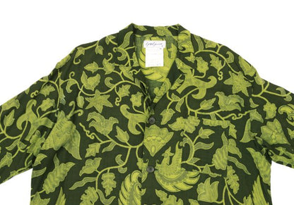 Yohji Yamamoto FEMME Rayon Botanical Shirt Green Size M