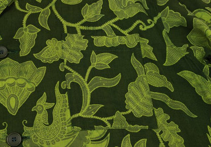 Yohji Yamamoto FEMME Rayon Botanical Shirt Green Size M