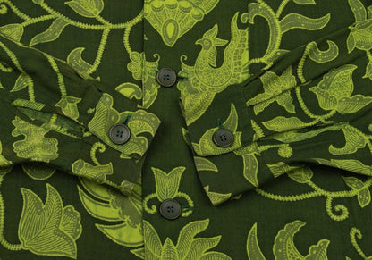 Yohji Yamamoto FEMME Rayon Botanical Shirt Green Size M