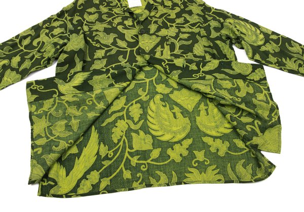 Yohji Yamamoto FEMME Rayon Botanical Shirt Green Size M
