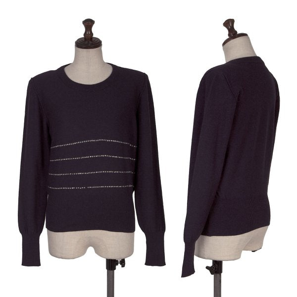 SONIA RYKIEL Wool Blend Embellished Sweater Purple Size 36