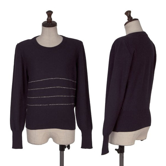 SONIA RYKIEL Wool Blend Embellished Sweater Purple Size 36