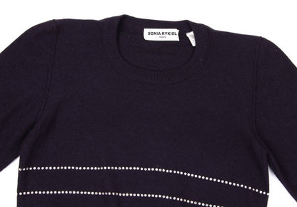 SONIA RYKIEL Wool Blend Embellished Sweater Purple Size 36